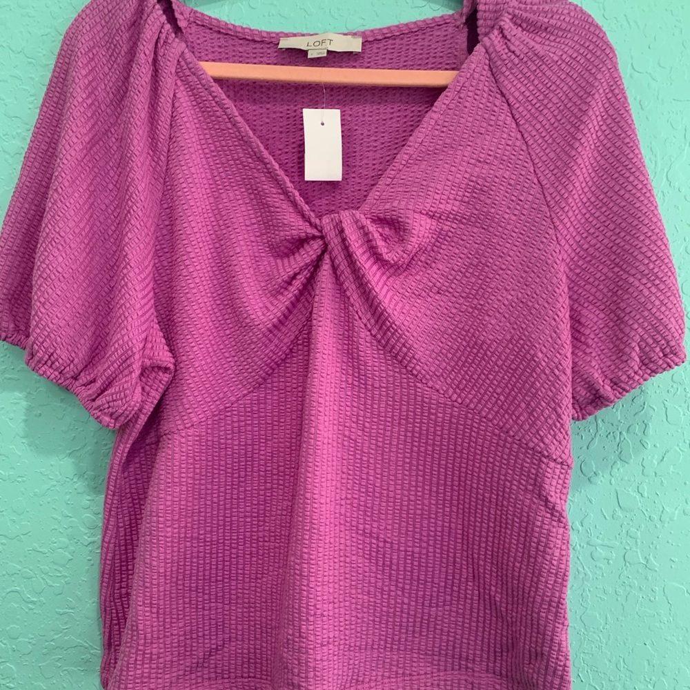 LOFT Women's pink Purple Top L NWT new magenta summer fairy